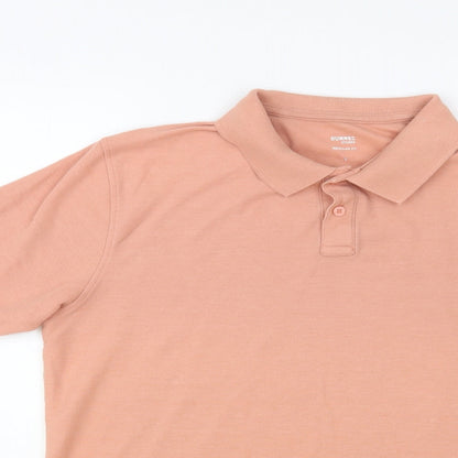 Dunnes Stores Mens Pink Cotton Polo Size L Collared Button