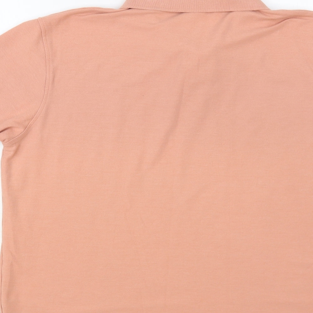 Dunnes Stores Mens Pink Cotton Polo Size L Collared Button