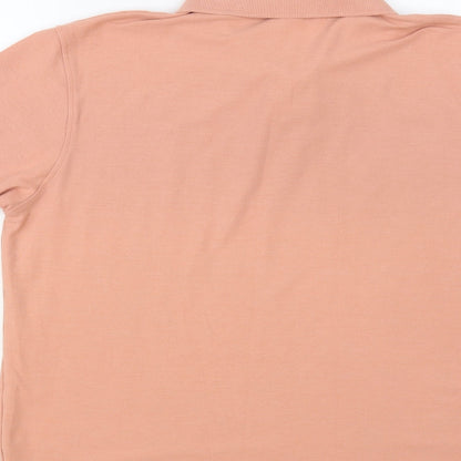 Dunnes Stores Mens Pink Cotton Polo Size L Collared Button