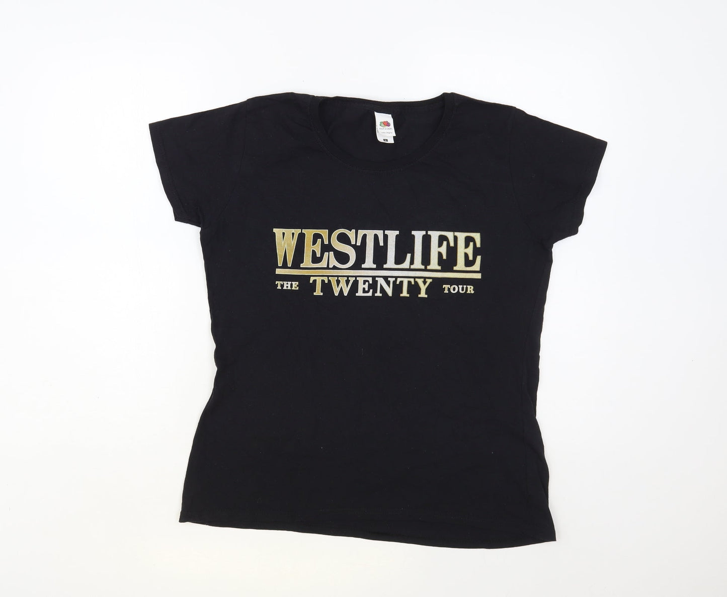 Womens UK Size L Fruit of the Loom Black Basic T-Shirt