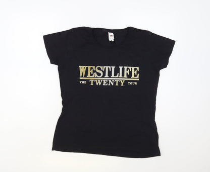 Womens UK Size L Fruit of the Loom Black Basic T-Shirt