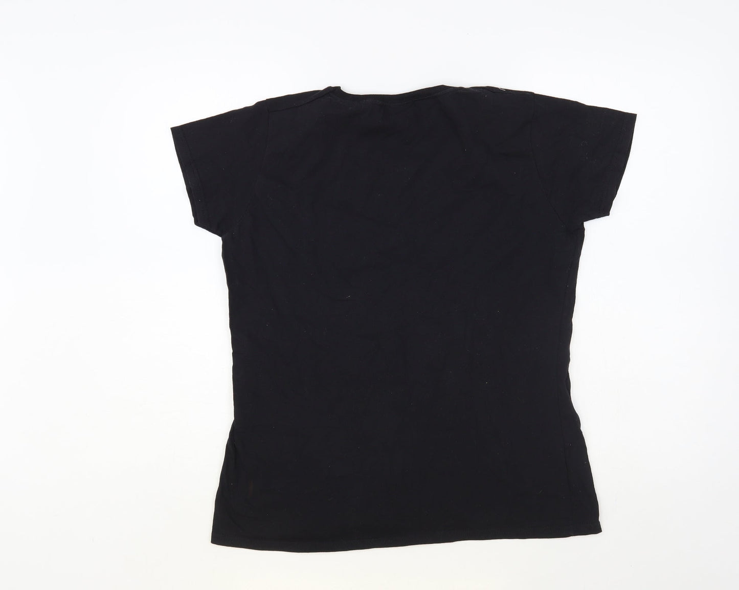 Womens UK Size L Fruit of the Loom Black Basic T-Shirt