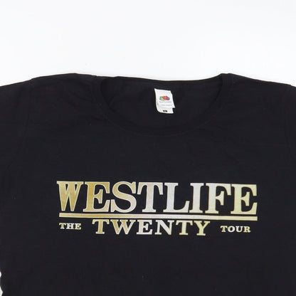 Womens UK Size L Fruit of the Loom Black Basic T-Shirt