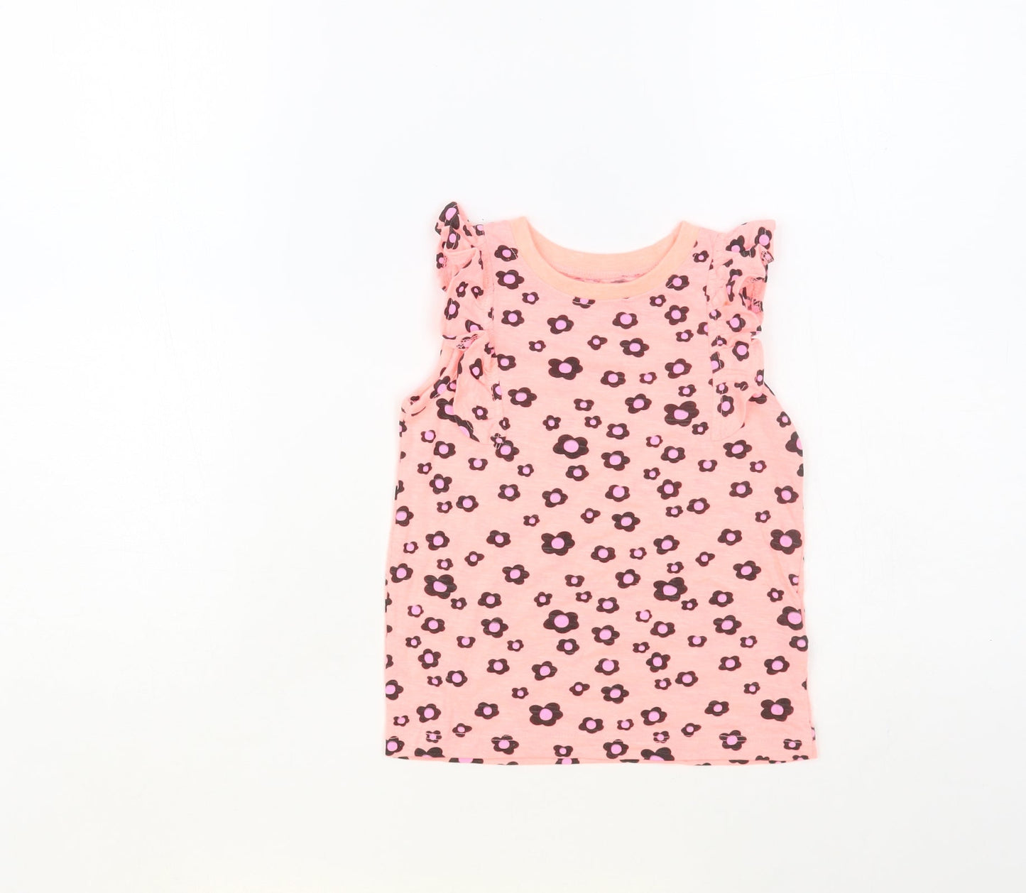Dunnes Stores Girls Pink Floral Cotton Pullover Tank Size 3-4 Years Crew Neck Pullover