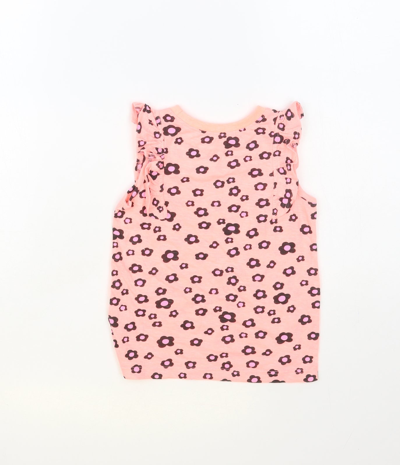 Dunnes Stores Girls Pink Floral Cotton Pullover Tank Size 3-4 Years Crew Neck Pullover