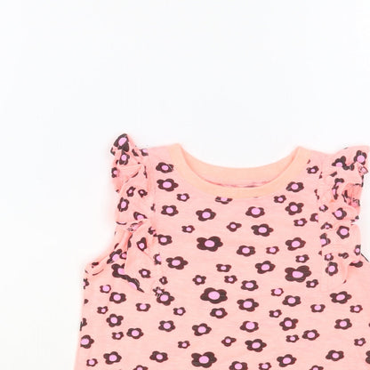 Dunnes Stores Girls Pink Floral Cotton Pullover Tank Size 3-4 Years Crew Neck Pullover