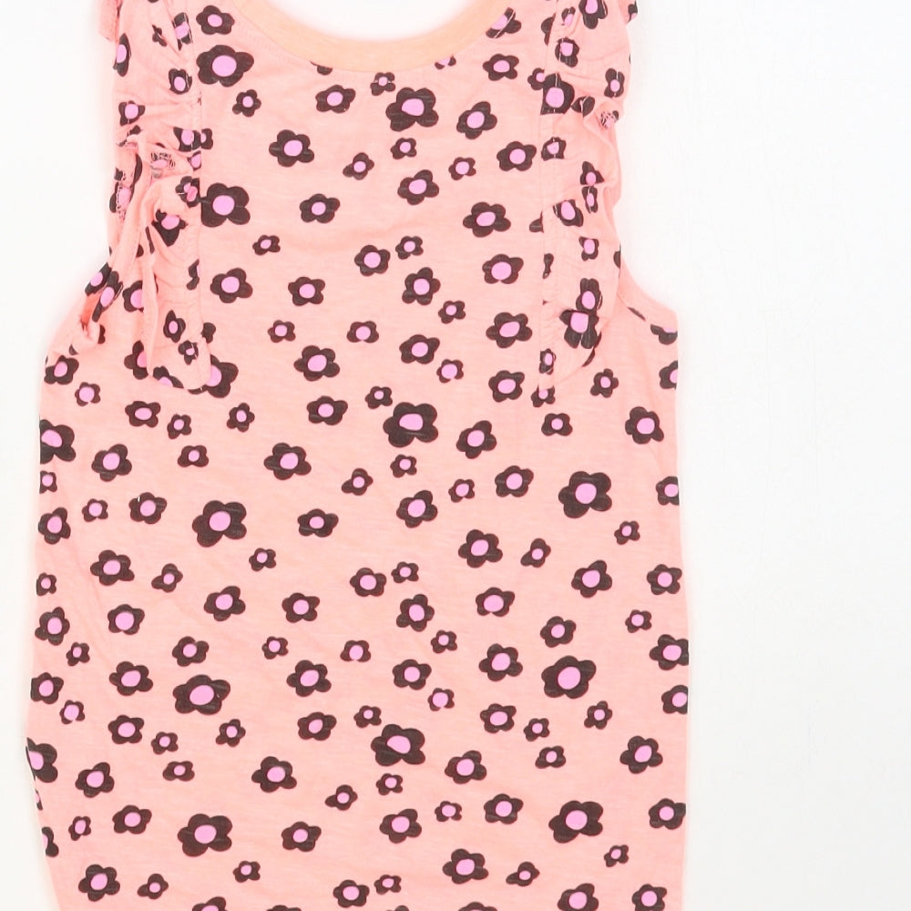 Dunnes Stores Girls Pink Floral Cotton Pullover Tank Size 3-4 Years Crew Neck Pullover