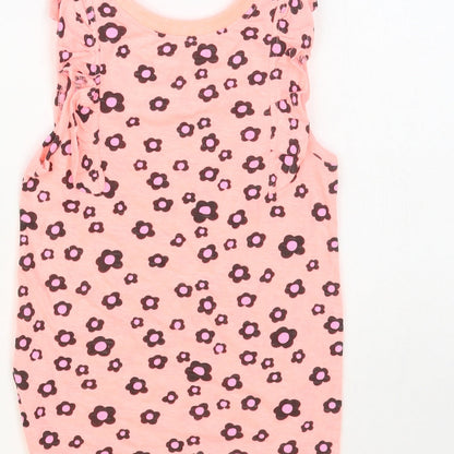 Dunnes Stores Girls Pink Floral Cotton Pullover Tank Size 3-4 Years Crew Neck Pullover