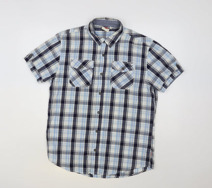 Mens UK Size M Lee Cooper Blue  Button-Up Short Sleeve Casual Shirt