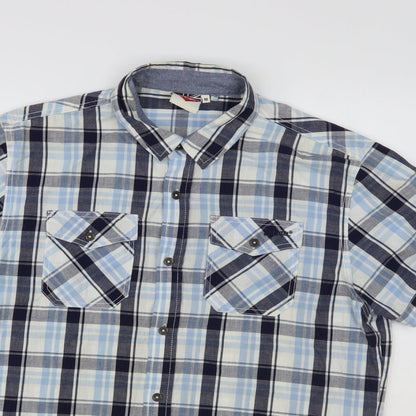 Mens UK Size M Lee Cooper Blue  Button-Up Short Sleeve Casual Shirt
