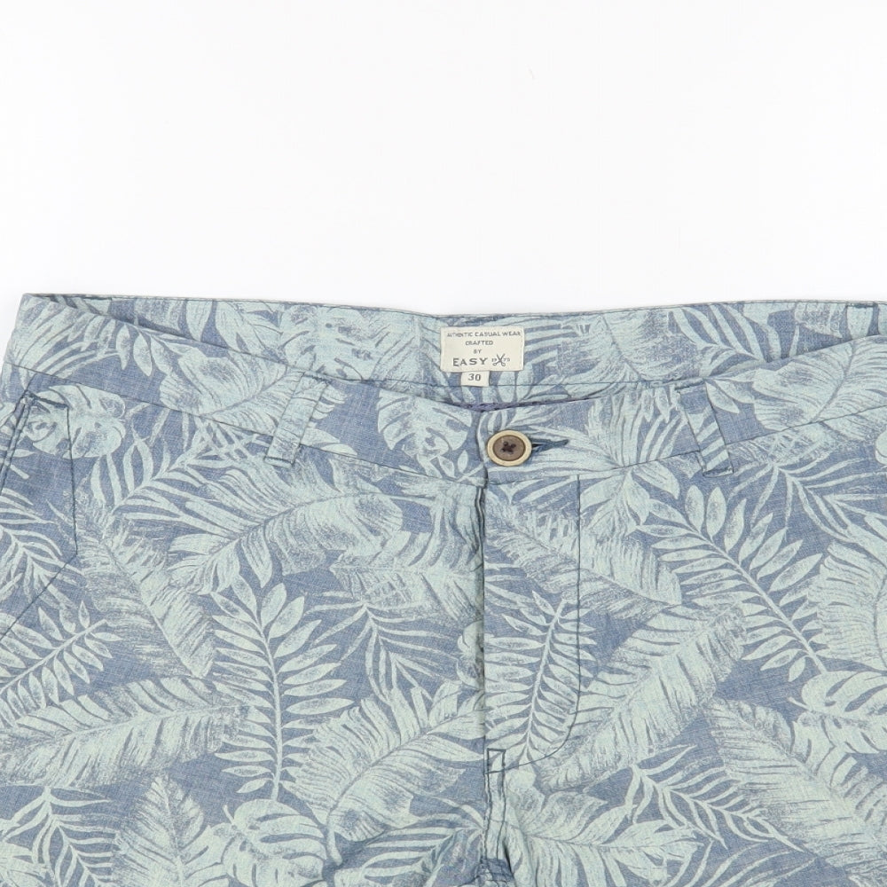 Matalan Mens Green Floral Cotton Chino Shorts Size 30 in L10 in Regular Button
