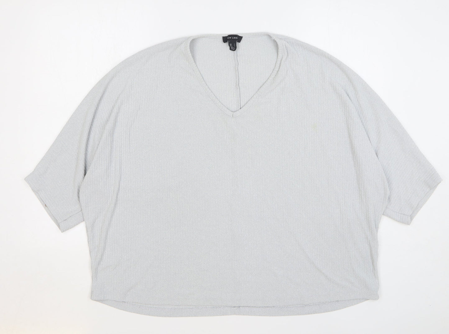 Womens UK Size L New Look Grey Basic T-Shirt