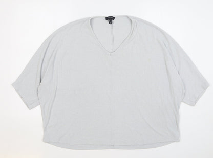 Womens UK Size L New Look Grey Basic T-Shirt