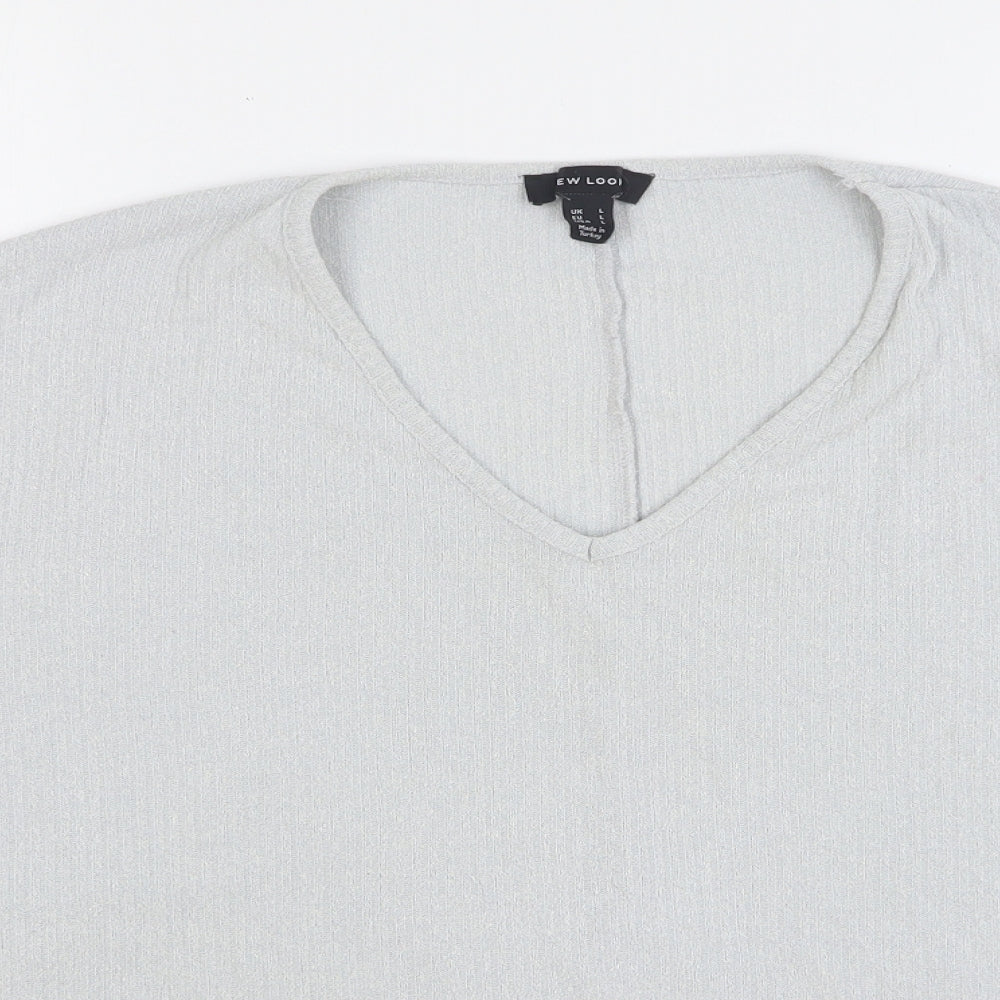 Womens UK Size L New Look Grey Basic T-Shirt