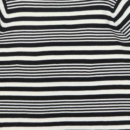 Berkertex Womens Black Striped Acrylic Basic T-Shirt Size 14 Round Neck