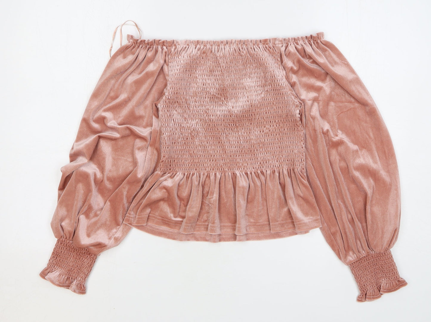 Primark Womens Pink Polyester Basic Blouse Size 10 Off the Shoulder