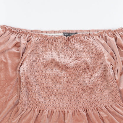 Primark Womens Pink Polyester Basic Blouse Size 10 Off the Shoulder