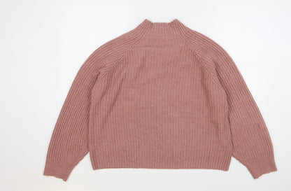 Boohoo Womens Pink High Neck Polyester Pullover Jumper Size M