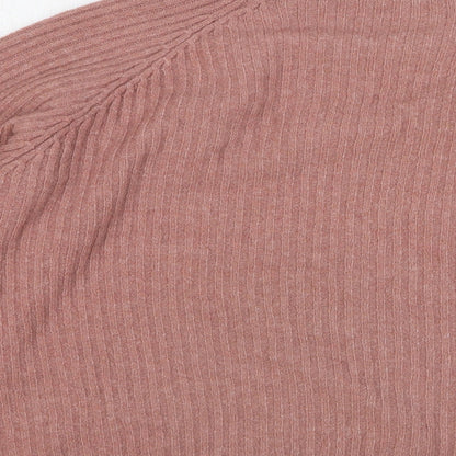 Boohoo Womens Pink High Neck Polyester Pullover Jumper Size M