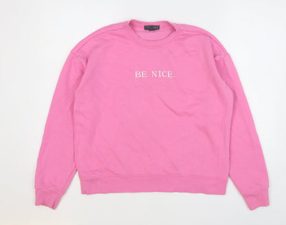 Primark Womens Pink Cotton Pullover Sweatshirt Size 6 Pullover - Be Nice