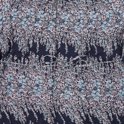 Marks and Spencer Womens Black Floral Viscose Kaftan Size 20 Scoop Neck Button - Lace trim