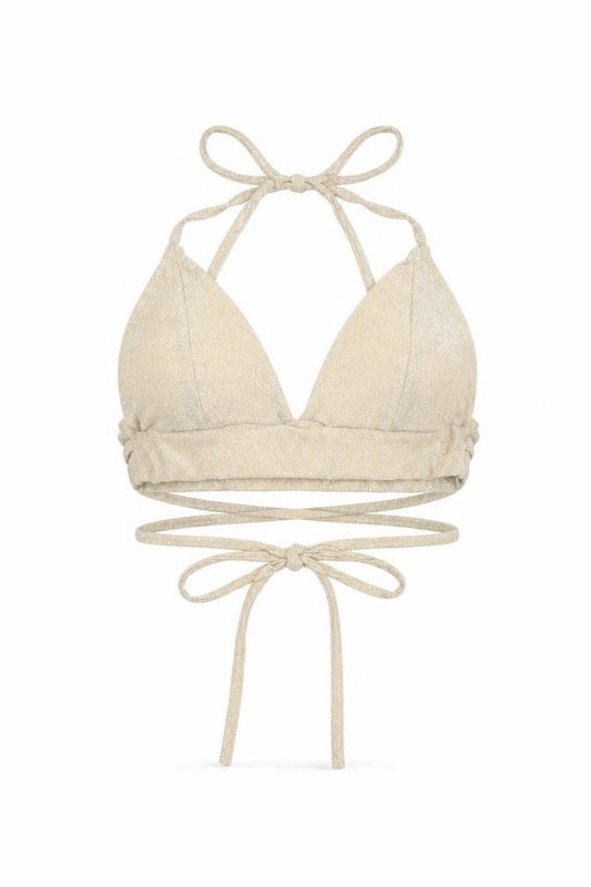 Vestidos Womens Gold Cotton Cropped Tank Size S Halter
