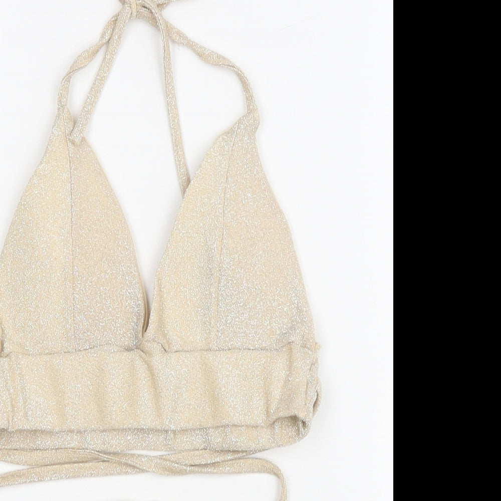 Vestidos Womens Gold Cotton Cropped Tank Size S Halter