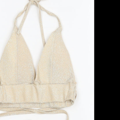 Vestidos Womens Gold Cotton Cropped Tank Size S Halter