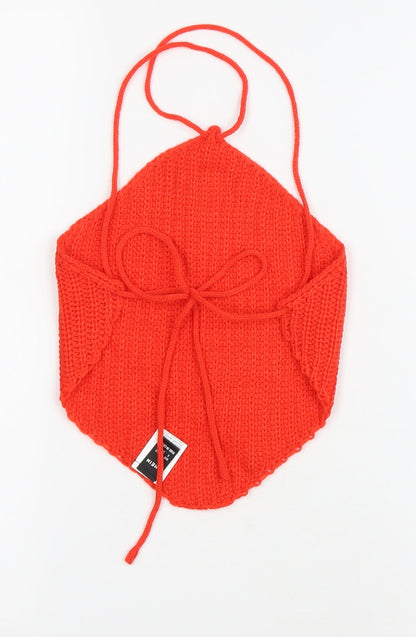 SheIn Womens Orange Acrylic Cropped Tank Size S Halter