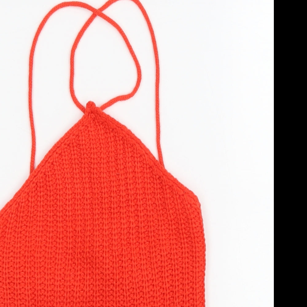 SheIn Womens Orange Acrylic Cropped Tank Size S Halter