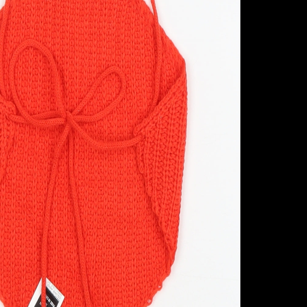 SheIn Womens Orange Acrylic Cropped Tank Size S Halter