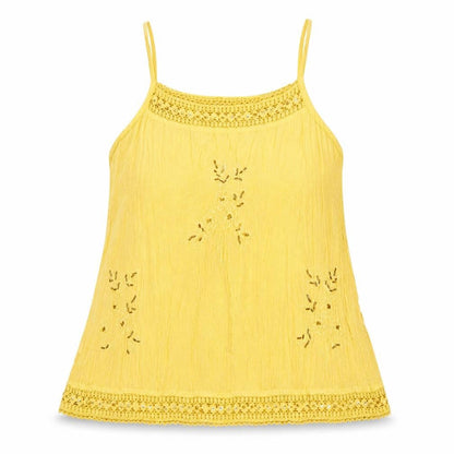 Show Collections Exclusive Designs Womens Yellow Viscose Basic Tank Size M Square Neck - Floral