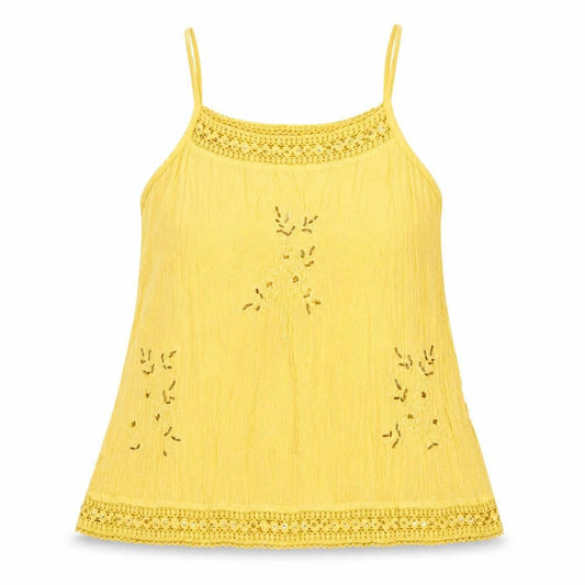 Show Collections Exclusive Designs Womens Yellow Viscose Basic Tank Size M Square Neck - Floral