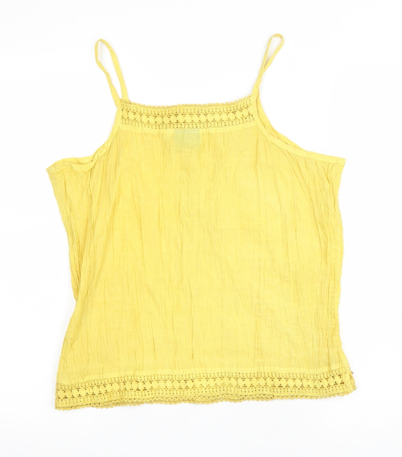 Show Collections Exclusive Designs Womens Yellow Viscose Basic Tank Size M Square Neck - Floral