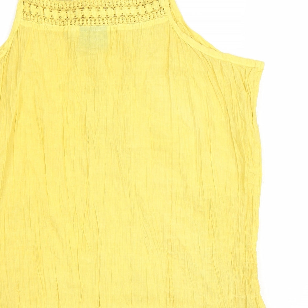 Show Collections Exclusive Designs Womens Yellow Viscose Basic Tank Size M Square Neck - Floral