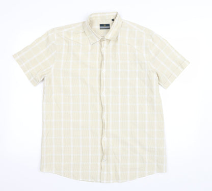 Mens UK Size M Lincoln Yellow  Button-Up Short Sleeve Casual Shirt