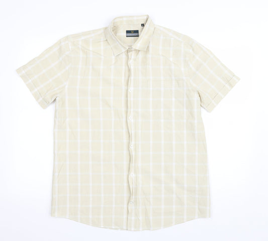 Mens UK Size M Lincoln Yellow  Button-Up Short Sleeve Casual Shirt