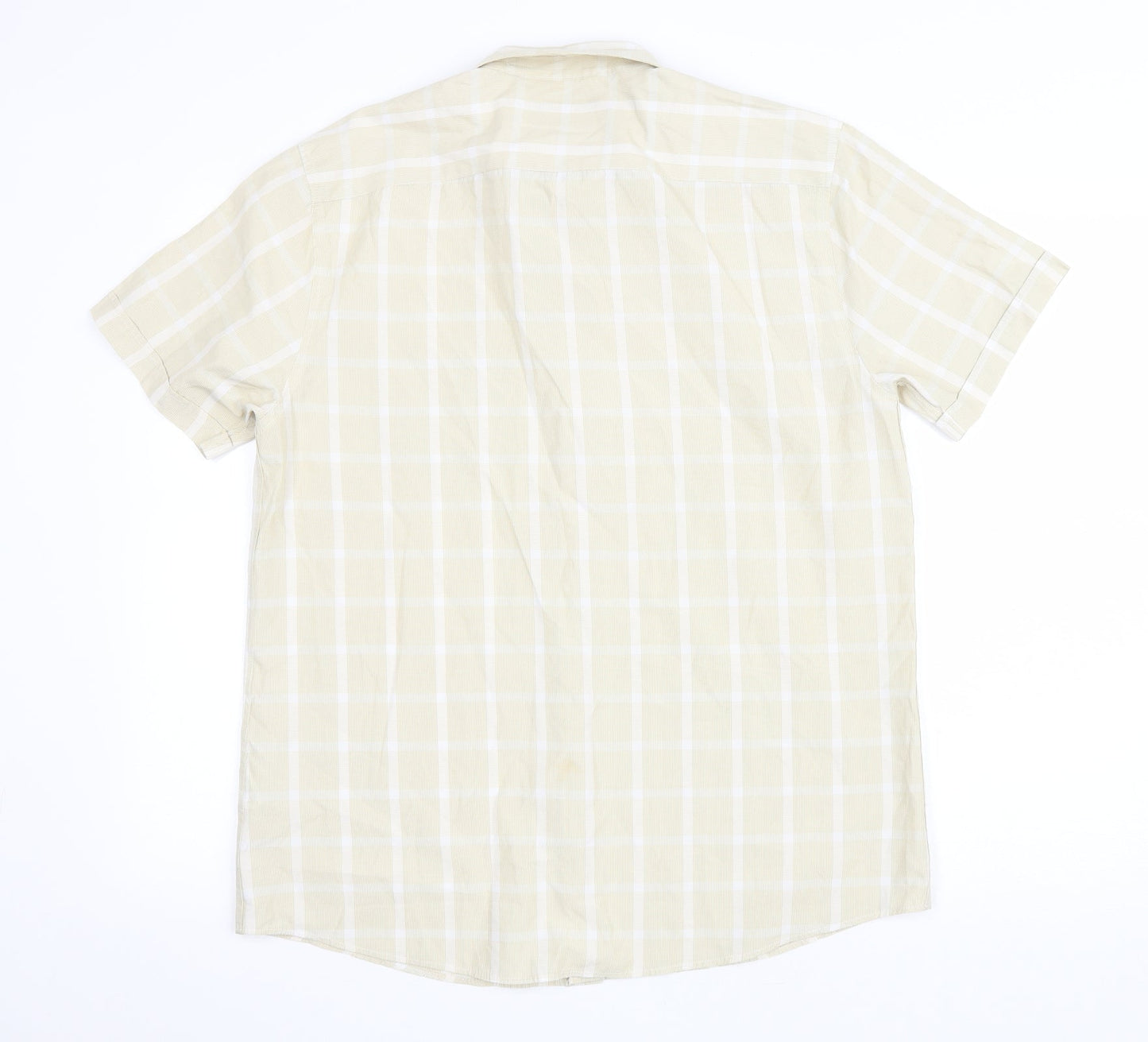 Mens UK Size M Lincoln Yellow  Button-Up Short Sleeve Casual Shirt