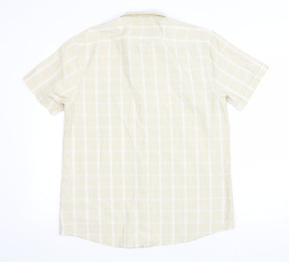 Mens UK Size M Lincoln Yellow  Button-Up Short Sleeve Casual Shirt