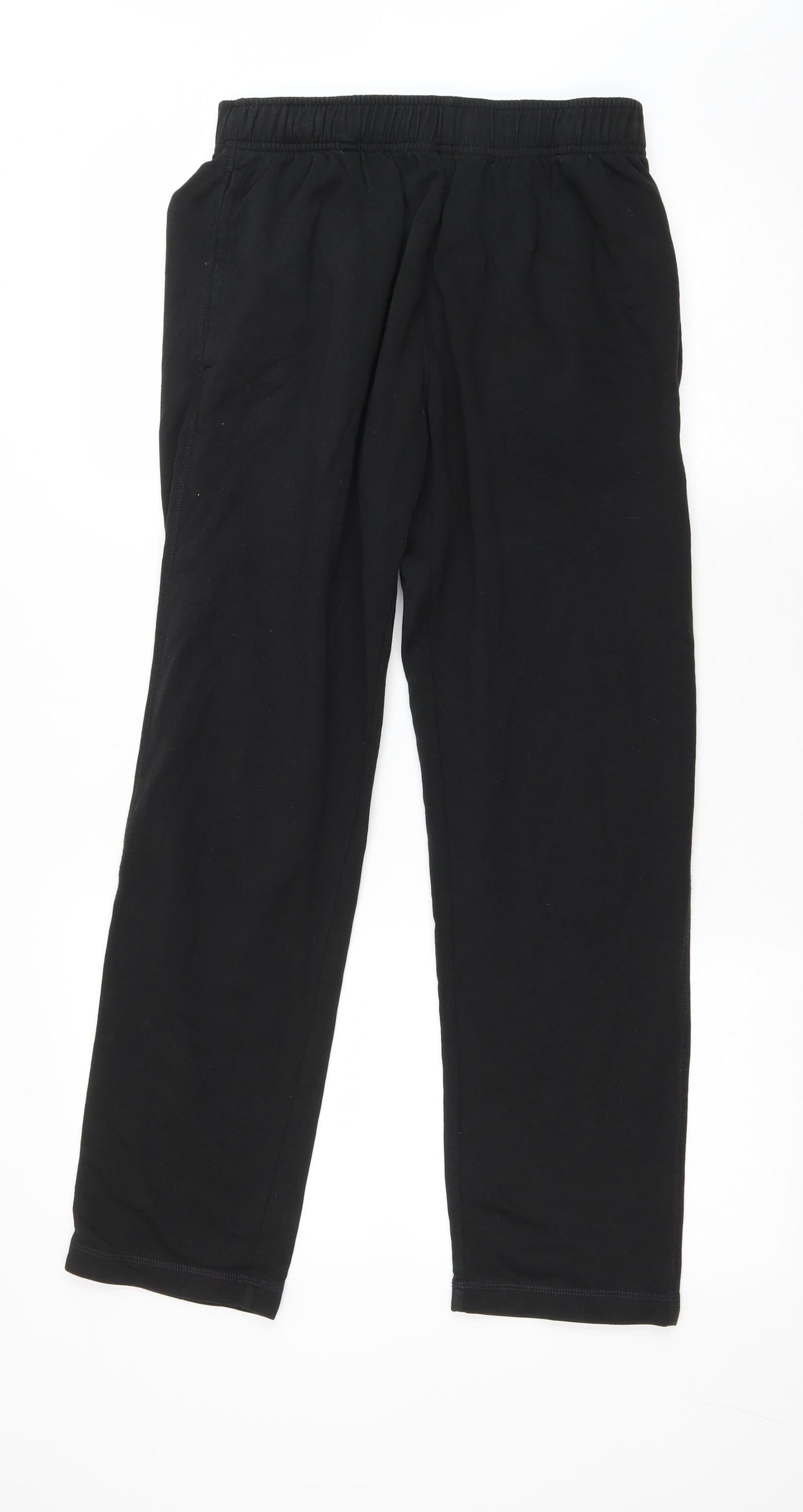 Marks and Spencer Mens Black Cotton Sweatpants Trousers Size 32 in L28 in Regular Drawstring