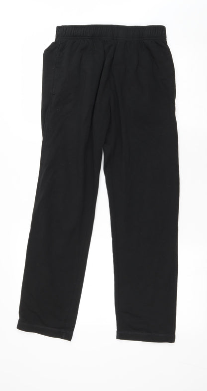 Marks and Spencer Mens Black Cotton Sweatpants Trousers Size 32 in L28 in Regular Drawstring