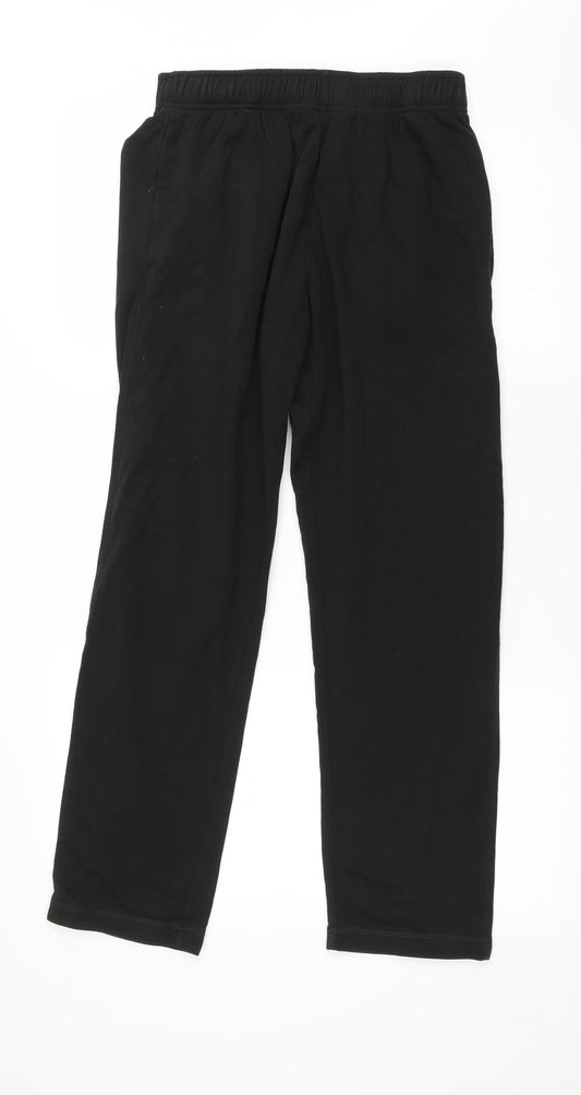 Marks and Spencer Mens Black Cotton Sweatpants Trousers Size 32 in L28 in Regular Drawstring
