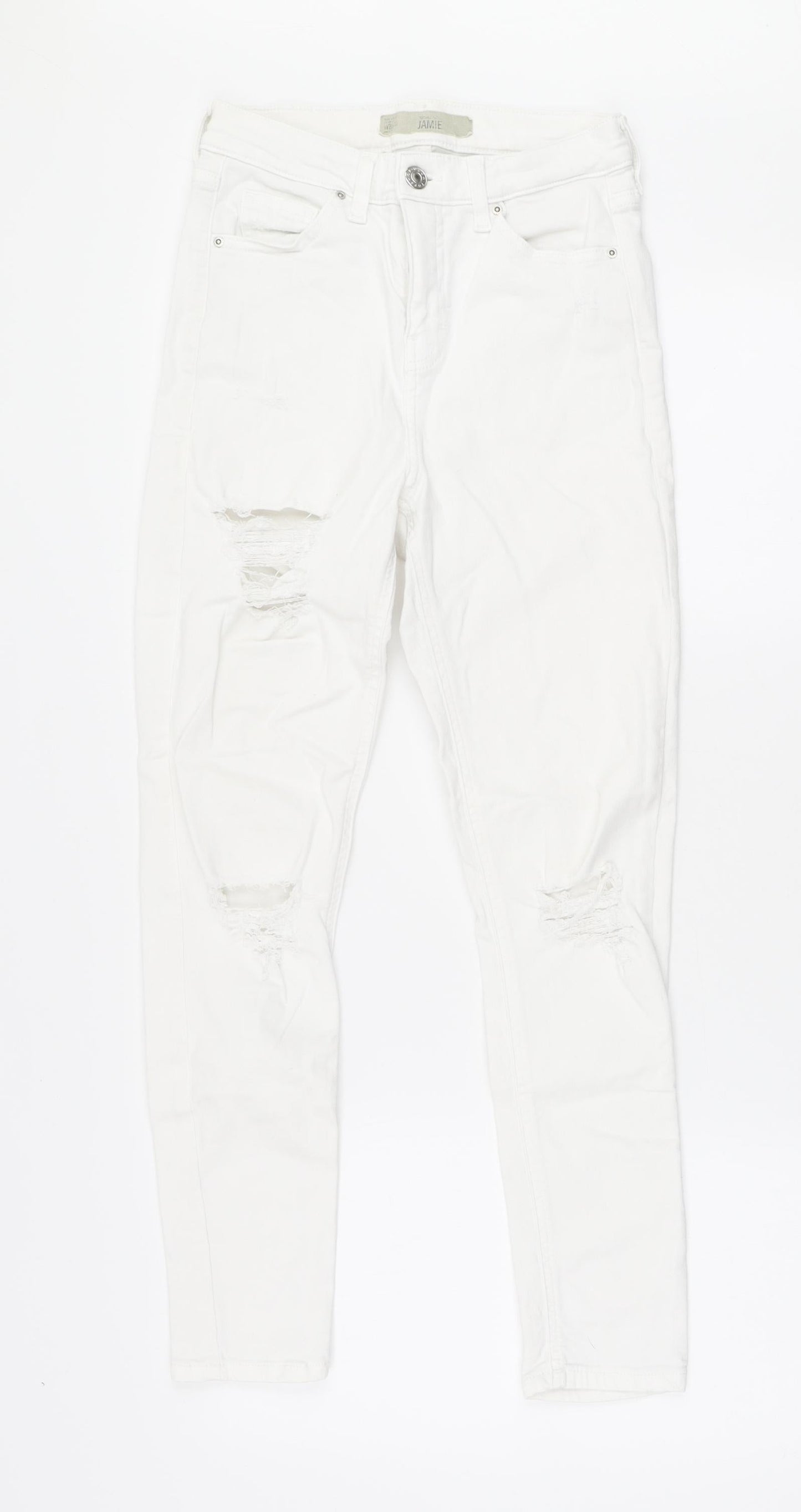 Topshop Womens White Polyester Skinny Jeans Size 6 L30 in Regular Zip