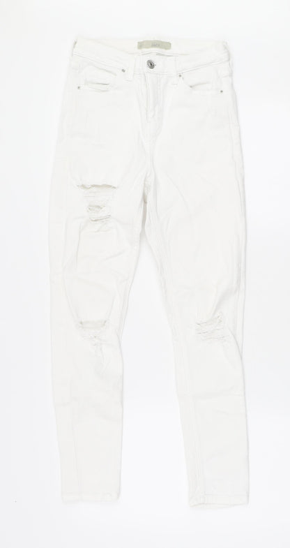 Topshop Womens White Polyester Skinny Jeans Size 6 L30 in Regular Zip