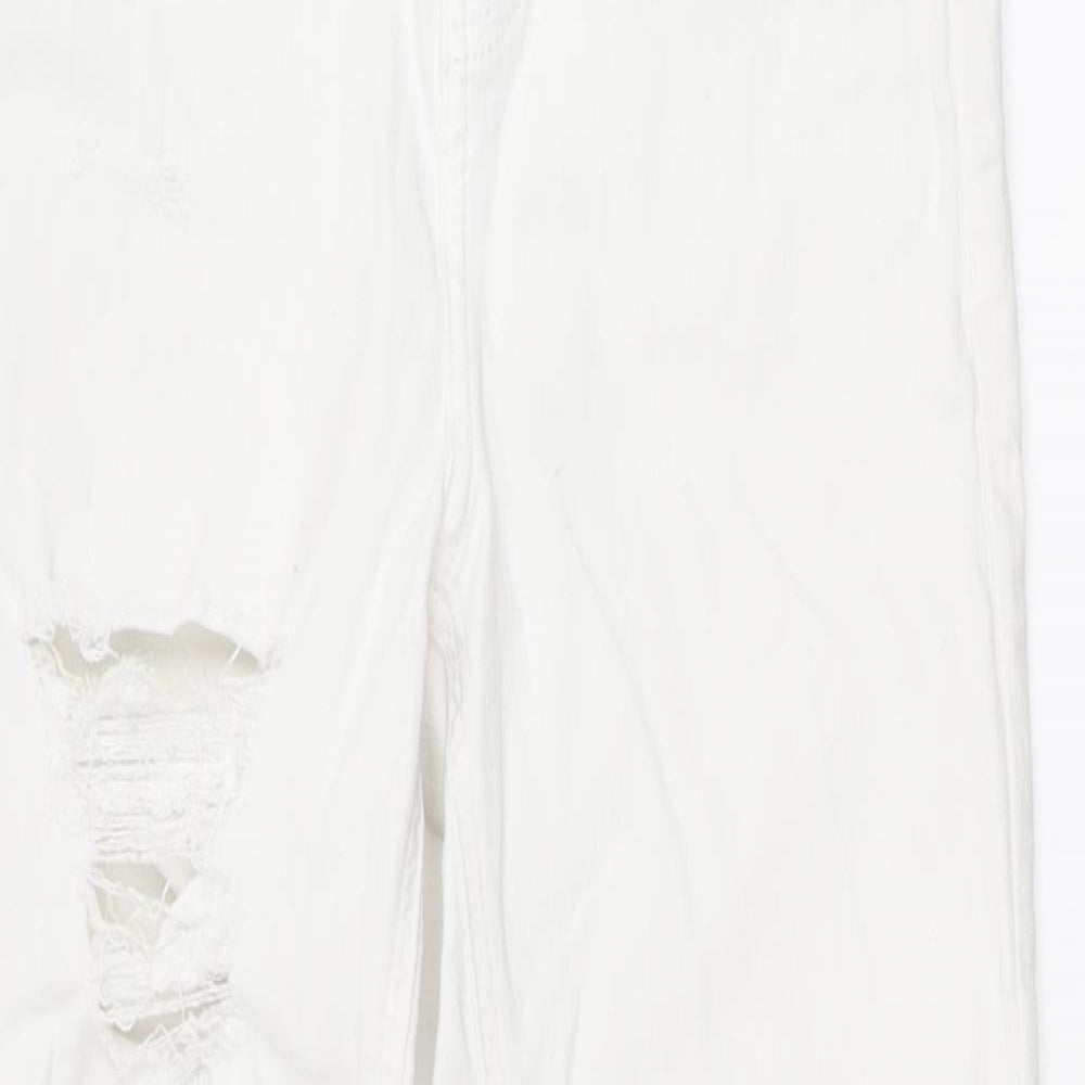 Topshop Womens White Polyester Skinny Jeans Size 6 L30 in Regular Zip