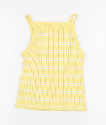 H&M Girls Yellow Striped Camisole Tank Size 10-11 Years Square Neck