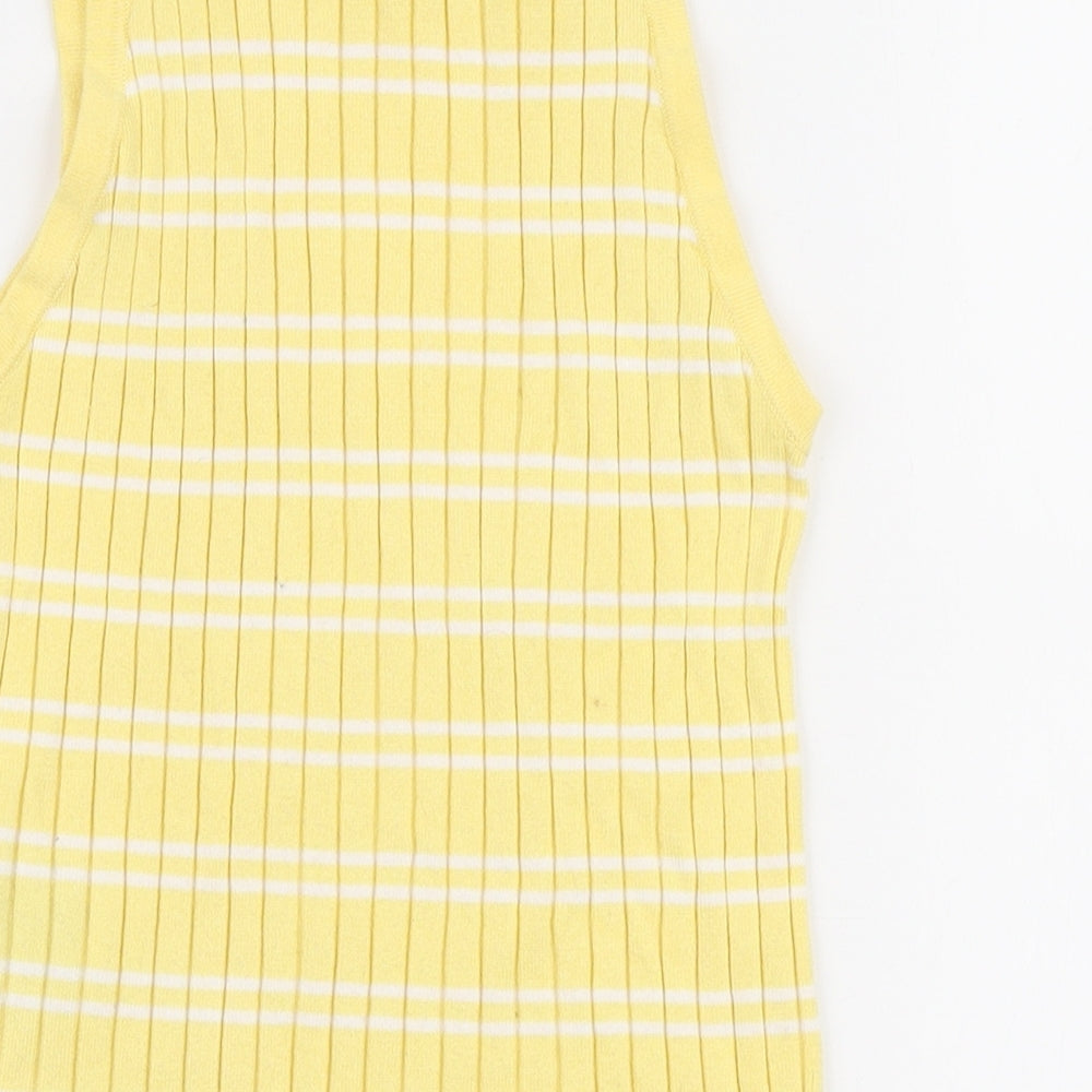 H&M Girls Yellow Striped Camisole Tank Size 10-11 Years Square Neck