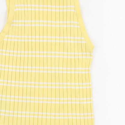 H&M Girls Yellow Striped Camisole Tank Size 10-11 Years Square Neck
