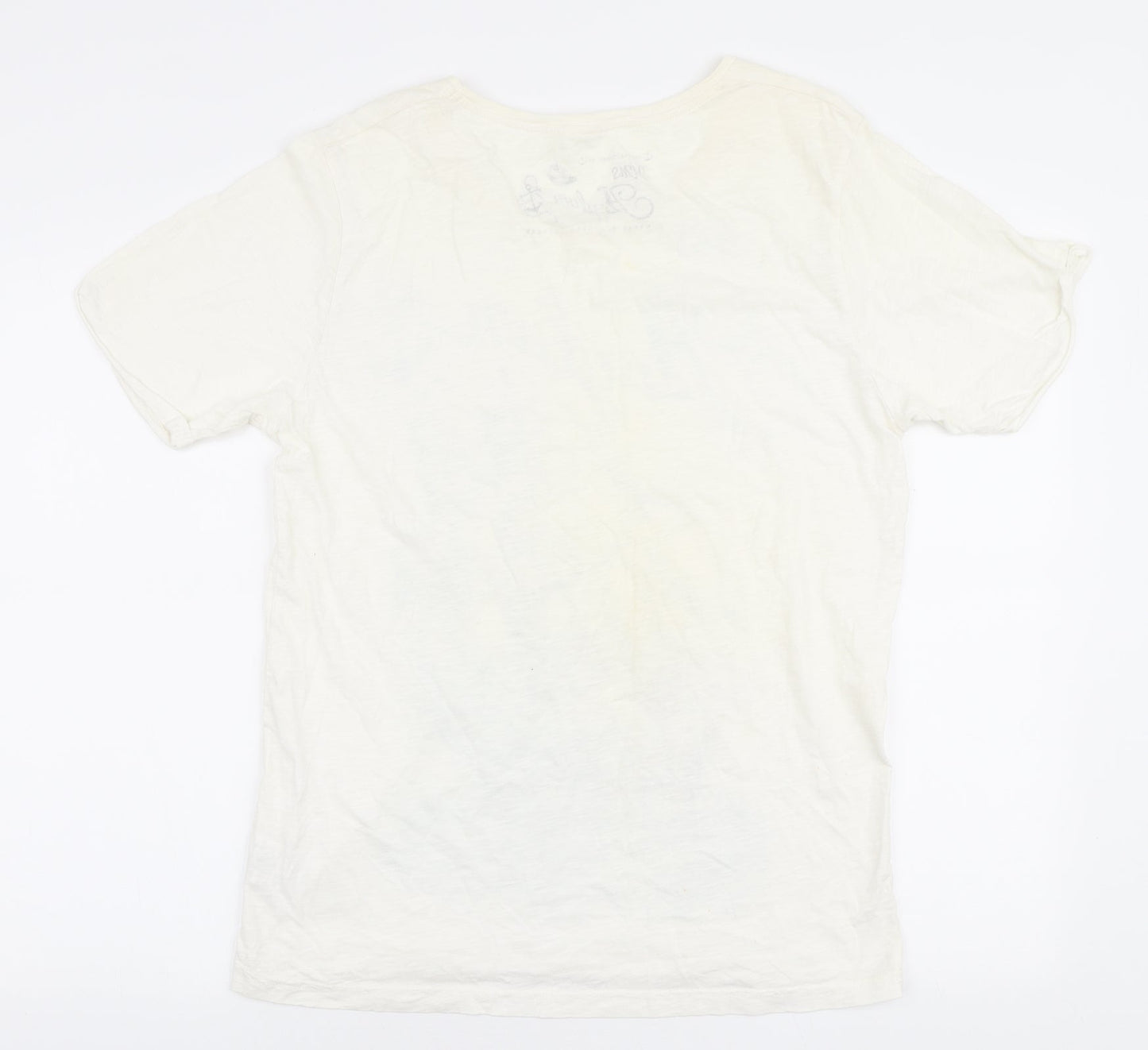 footasylum Womens Ivory Cotton Basic T-Shirt Size M Round Neck - Sail Boat