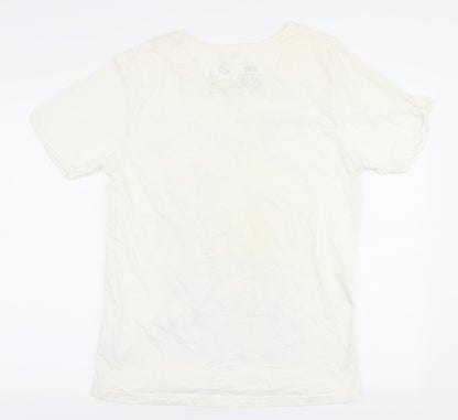 footasylum Womens Ivory Cotton Basic T-Shirt Size M Round Neck - Sail Boat